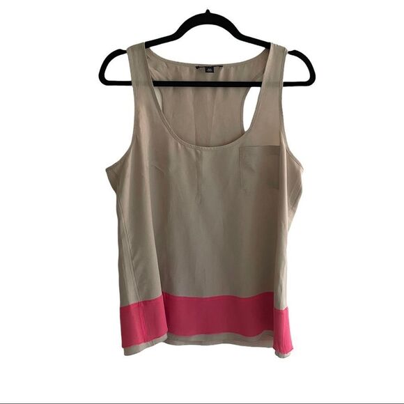 BANANA REPUBLIC Silk Sleeveless Blouse Racerback Tank Top Tan Pink S - Picture 1 of 4